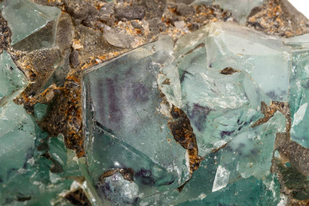 istock Macro stone Fluorite mineral on white background 1151363767