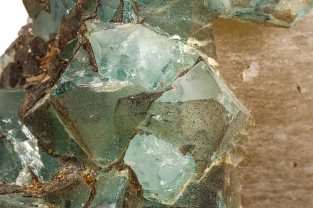 istock Macro stone Fluorite mineral on white background 1151364377