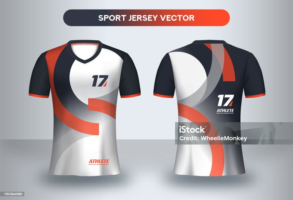 Football Jsersey design template. Soccer club uniform T-shirt front and back view. Soccer stock vector