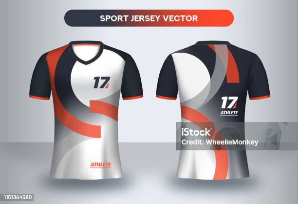 Football Jsersey Design Template Soccer Club Uniform Tshirt Front And Back View Stock Illustration - Download Image Now