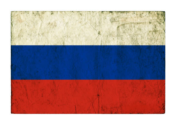bandeira de grunge de rússia com fundo de papel isolado - flag russian flag russia dirty - fotografias e filmes do acervo