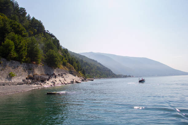 istock coastline with hills and grass, sea view 1151364812