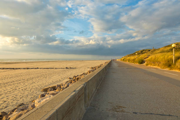 Beach and boardwalk of Berck-Plage, Pas-de-Calais, France