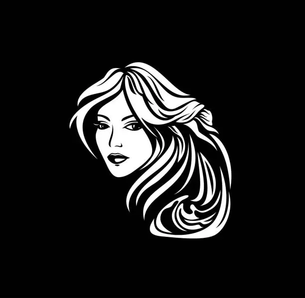 Vector illustration of woman with beautiful hair curls vector portrait