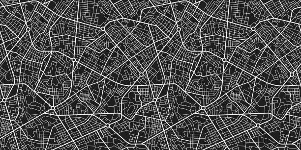 城市地圖無縫紋理 - 地圖學 插圖 幅插畫檔、美工圖案、卡通及圖標