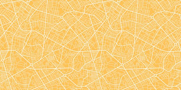 원활한 텍스처 도시 지도 - 도로지도 stock illustrations