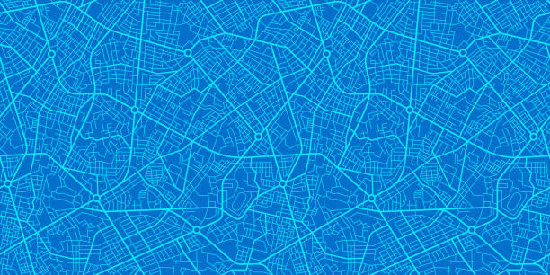 Blue City Map Blue City Map seamless texture street map stock illustrations