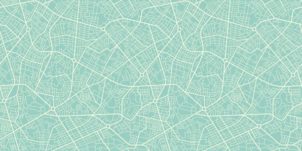 illustrations, cliparts, dessins animés et icônes de texture transparente carte de la ville dans le style rétro. plan de contour - contour drawing illustrations