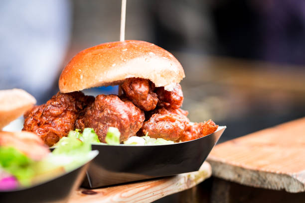 istock Fresh Crispy Pork Burger at Food Market 1151367730