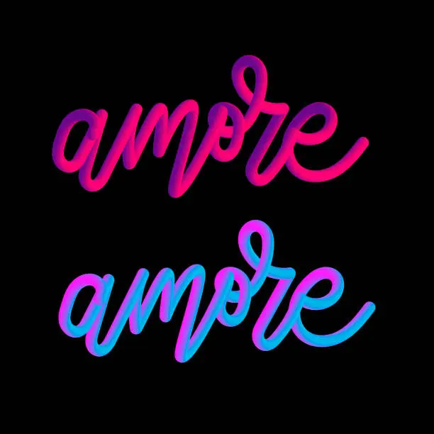 Vector illustration of Amore 3D slogan modern Fashion Slogan for T-shirt graphic vector Print