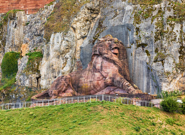 The Lion of Belfort, France The colossal Lion of Bartholdi monument above Belfort, France franche comte photos stock pictures, royalty-free photos & images