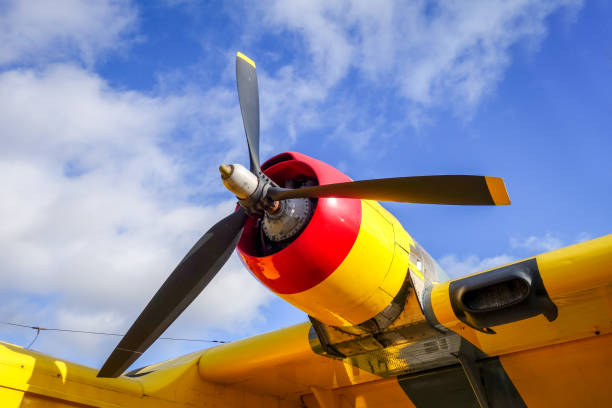 istock Old Airplane engine and propeller detail 1151376490