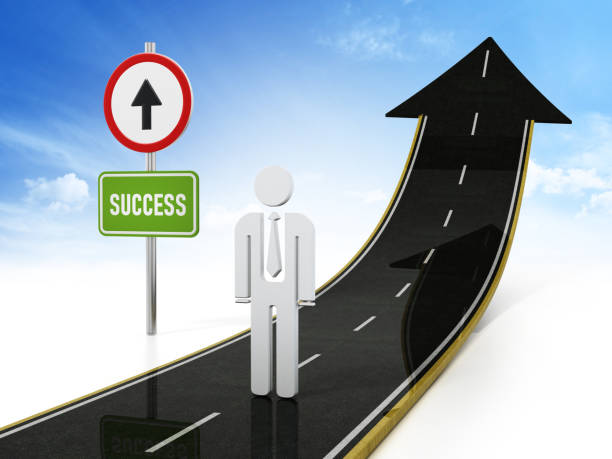 istock Success sign pointing arrow shaped highway road going up 1151384732