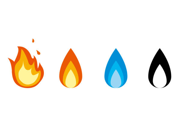 화재 Icons1 불길에 대한 스톡 벡터 아트 및 기타 이미지 - 불길, 천연가스, 아이콘 - iStock