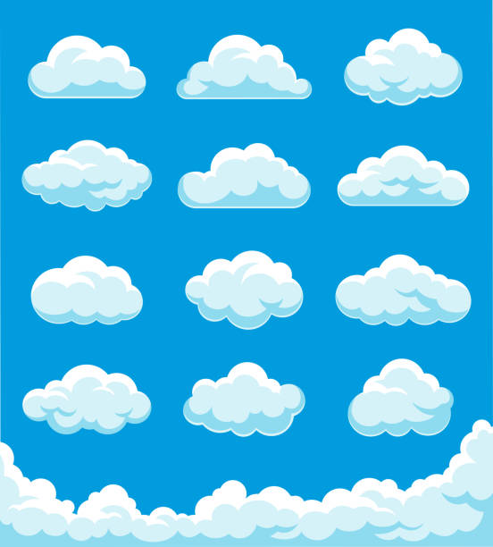 illustrazioni stock, clip art, cartoni animati e icone di tendenza di illustrazione set di nuvole - cumulus cloud