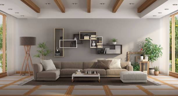 istock Large minimalist living room 1151392310