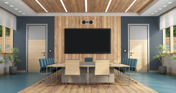 istock Elegant boardroom with large meeting table 1151392350