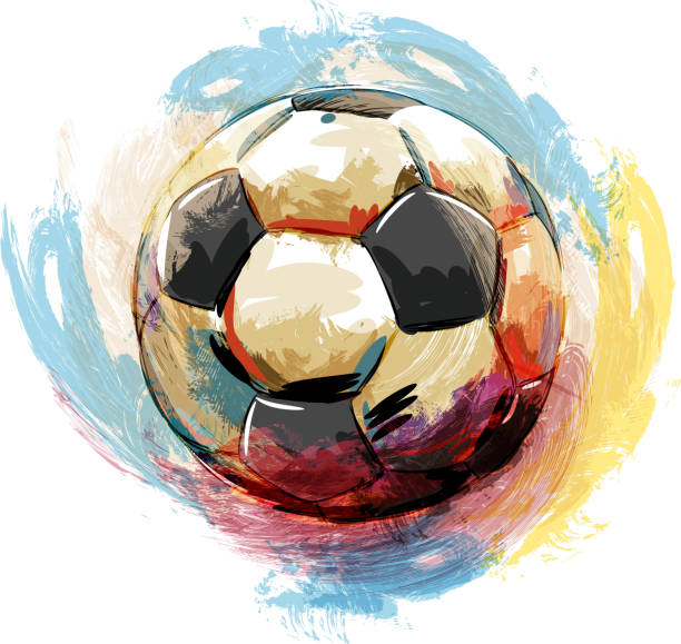 illustrazioni stock, clip art, cartoni animati e icone di tendenza di disegno palla da calcio - calcio sport illustrazioni