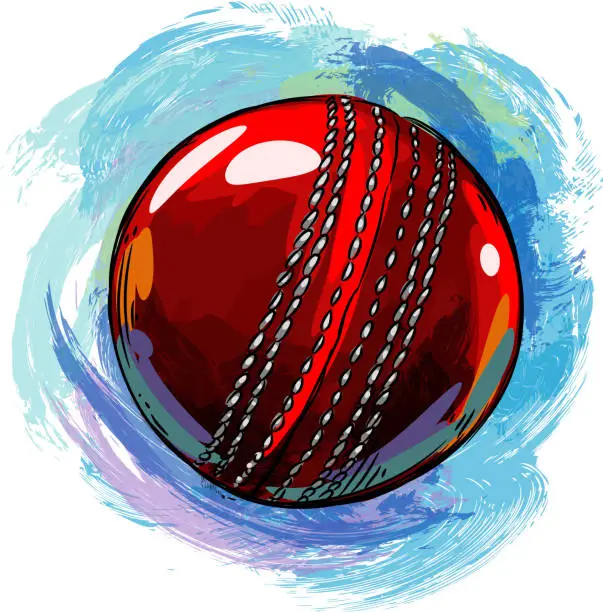 Vector illustration of Cricket ball Drawing