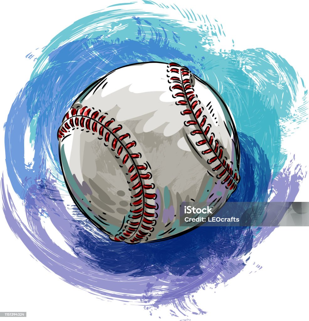 Baseball Drawing Drawing of Baseball. Elements are grouped.contains eps10 and high resolution jpeg. Baseball - Ball stock vector