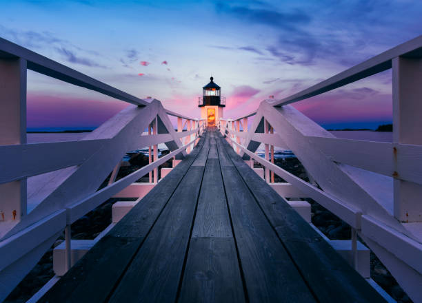 marshall point lighthouse - lighthouse landscape maine sea fotografías e imágenes de stock