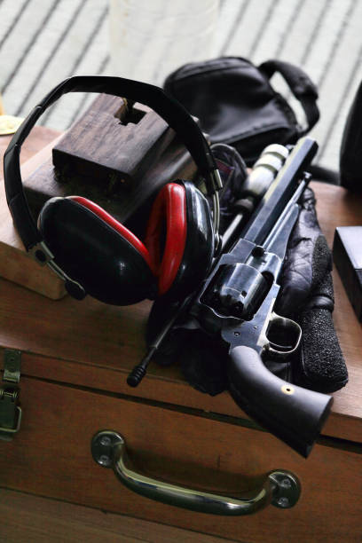 istock Black powder revolver with equipment 1151400737