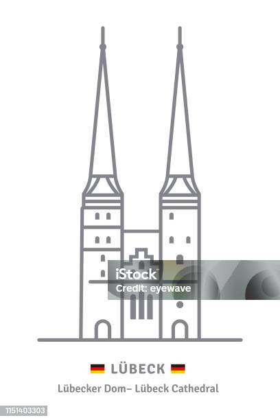 Lubeck Cathedral Line Icon Stock Illustration - Download Image Now - Lübeck, Germany, Architecture