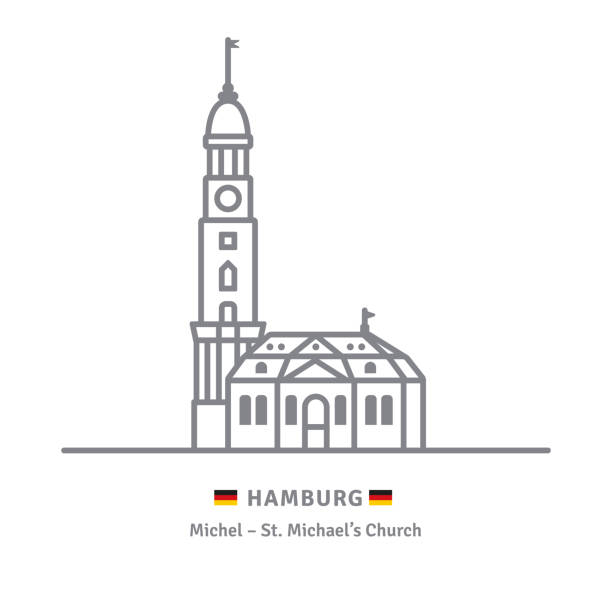 함부르크 성 미카엘 교회, 독일 - hamburg stock illustrations