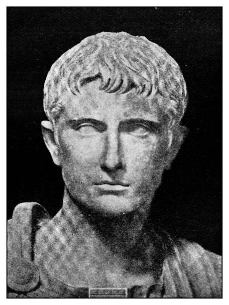 Atlas of Classical Portraits - Roman: Statue of Augustus Atlas of Classical Portraits - Roman: Statue of Augustus augustus caesar stock illustrations