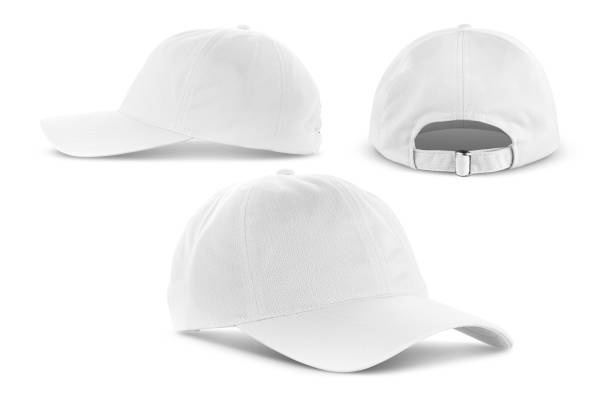 white canvas fabric cap isolated on white background white canvas fabric cap for premium gift design mock-up isolated on white background cap stock pictures, royalty-free photos & images