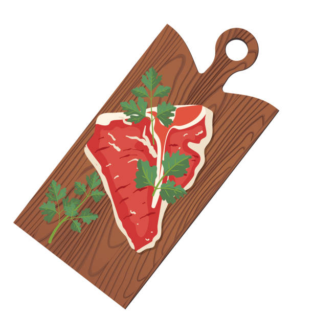 t ボーンステーキのカッティングボード - steak meat t bone steak raw点のイラスト素材／クリップアート素材／マンガ素材／アイコン素材
