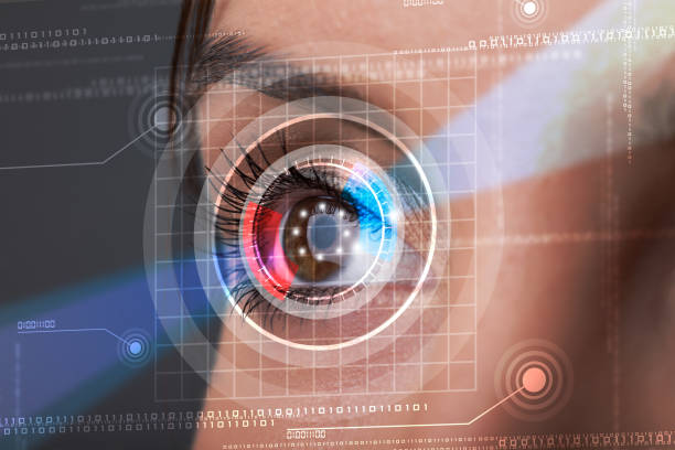 istock Cyber woman with technolgy eye looking 1151412367