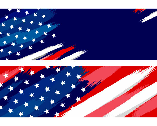 USA or american flag paintbrush on white background vector illustration