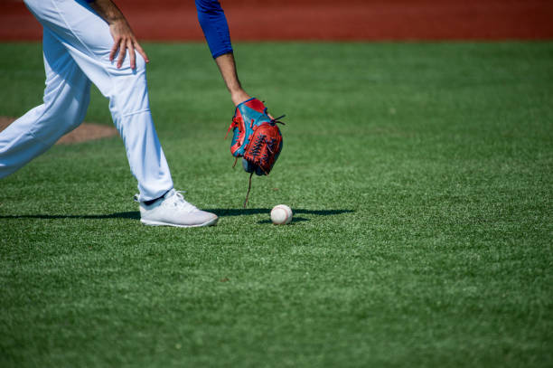 Baseball on the field of grass