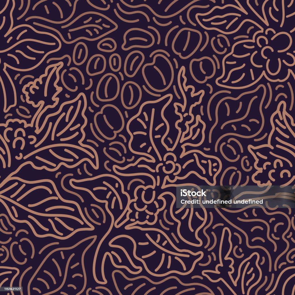 Coffee Tree Pattern Vector Seamless Pattern Art Line Of Coffee Tree Stock Illustration ...