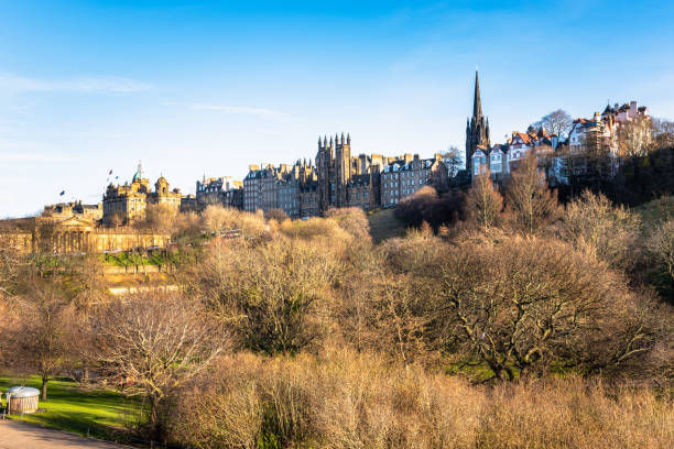 istock View of Edinburgh old town under clear sky at sunset 1151422903