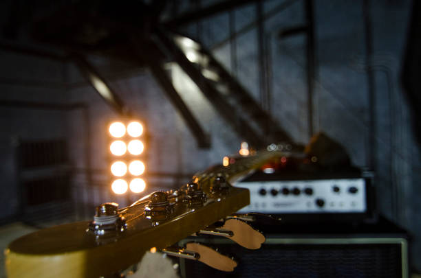 istock Red bass guitar close-up. Music instruments. Macro. 1151423864