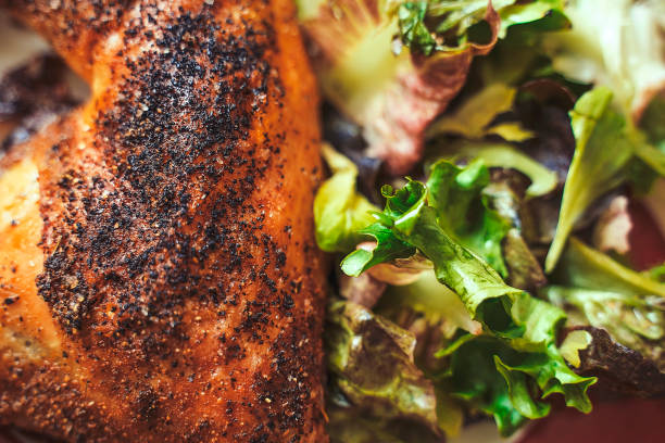 istock Roasted Chicken with salad on plate - directly above 1151423874