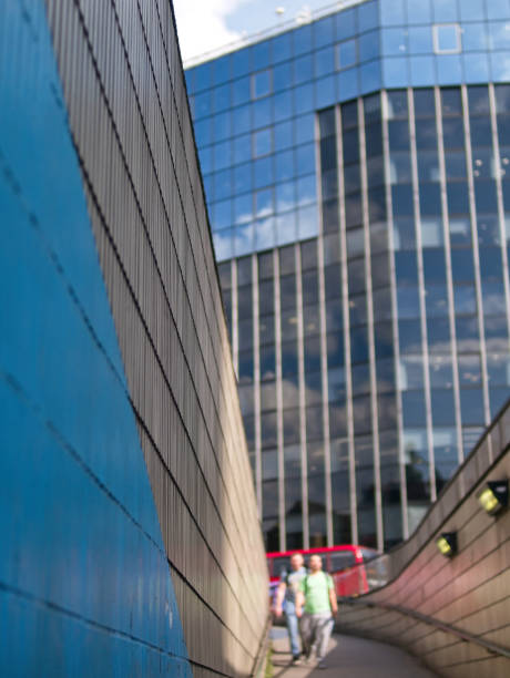 view from the eastern exit of old street underground station - people metal sign way out sign imagens e fotografias de stock