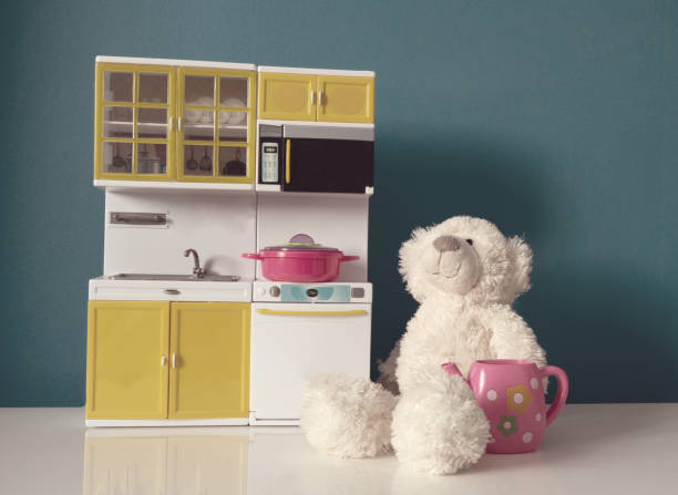 Toys in beautiful blue room.
