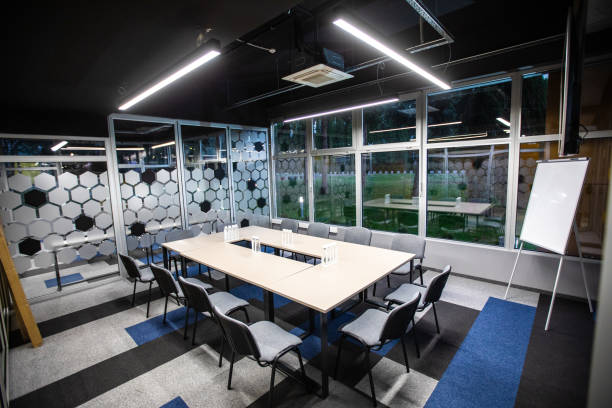 istock Meeting room with white board 1151429391