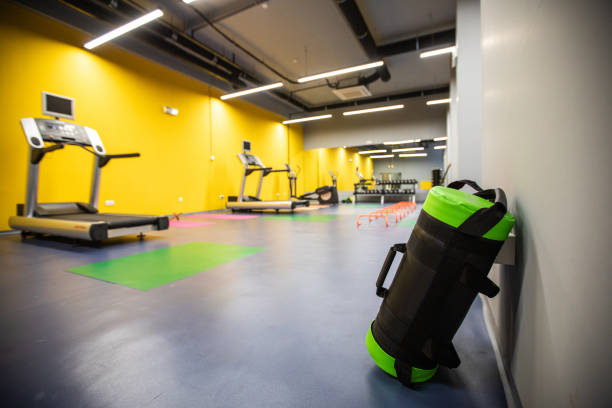 istock Treadmills in modern gym 1151429650