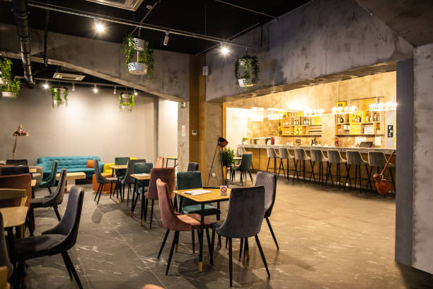 istock Interior of cafeteria on night 1151429863