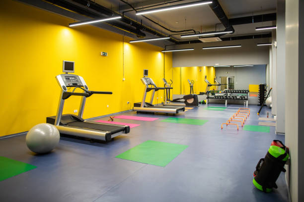 istock Gym with exercising equipment 1151429919