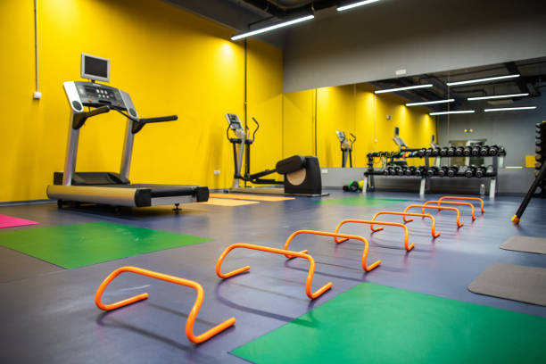 istock Gym with exercising equipment 1151429963