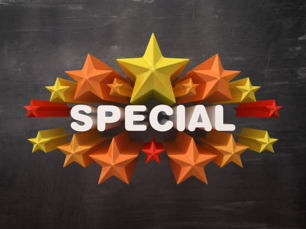 istock Colorful Stars with SPECIAL Word on Chalkboard Background - 3D Rendering 1151432399