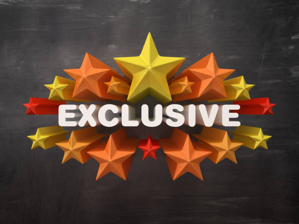 Colorful Stars with EXCLUSIVE Word on Chalkboard Background - 3D Rendering