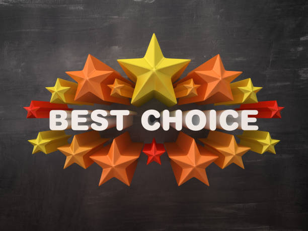 istock Colorful Stars with BEST CHOICE Word on Chalkboard Background - 3D Rendering 1151432527