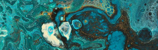 istock Abstract marbleized effect background. Blue creative colors. Beautiful paint with the addition of gold 1151432773