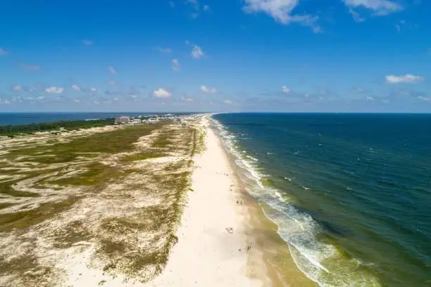 Aerial view of of the Alabama Gulf Coast waterfront